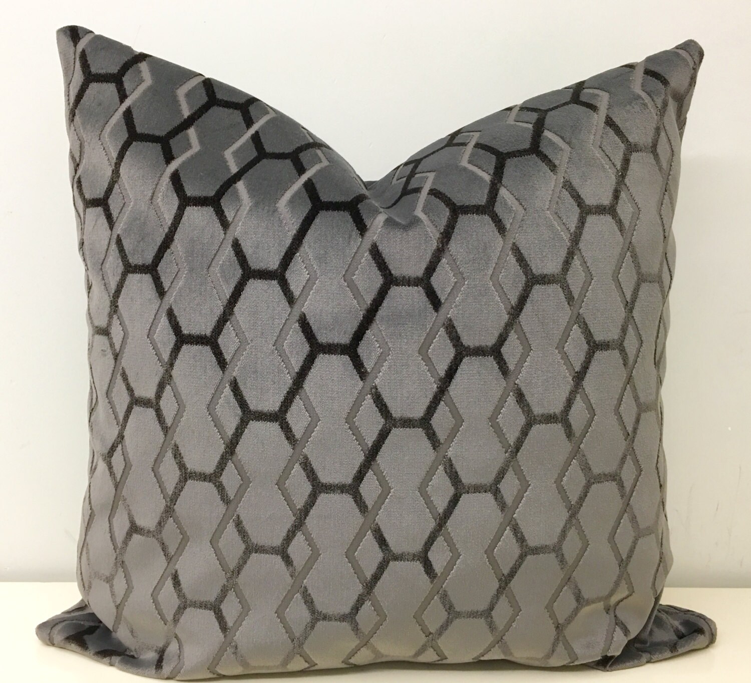 Grey Velvet Pillow Cover Grey Pillow Velvet by artdecopillow