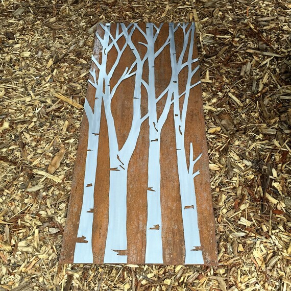 Winter Aspen Trees Metal Wall Art. HAND by BearMountainMetalArt