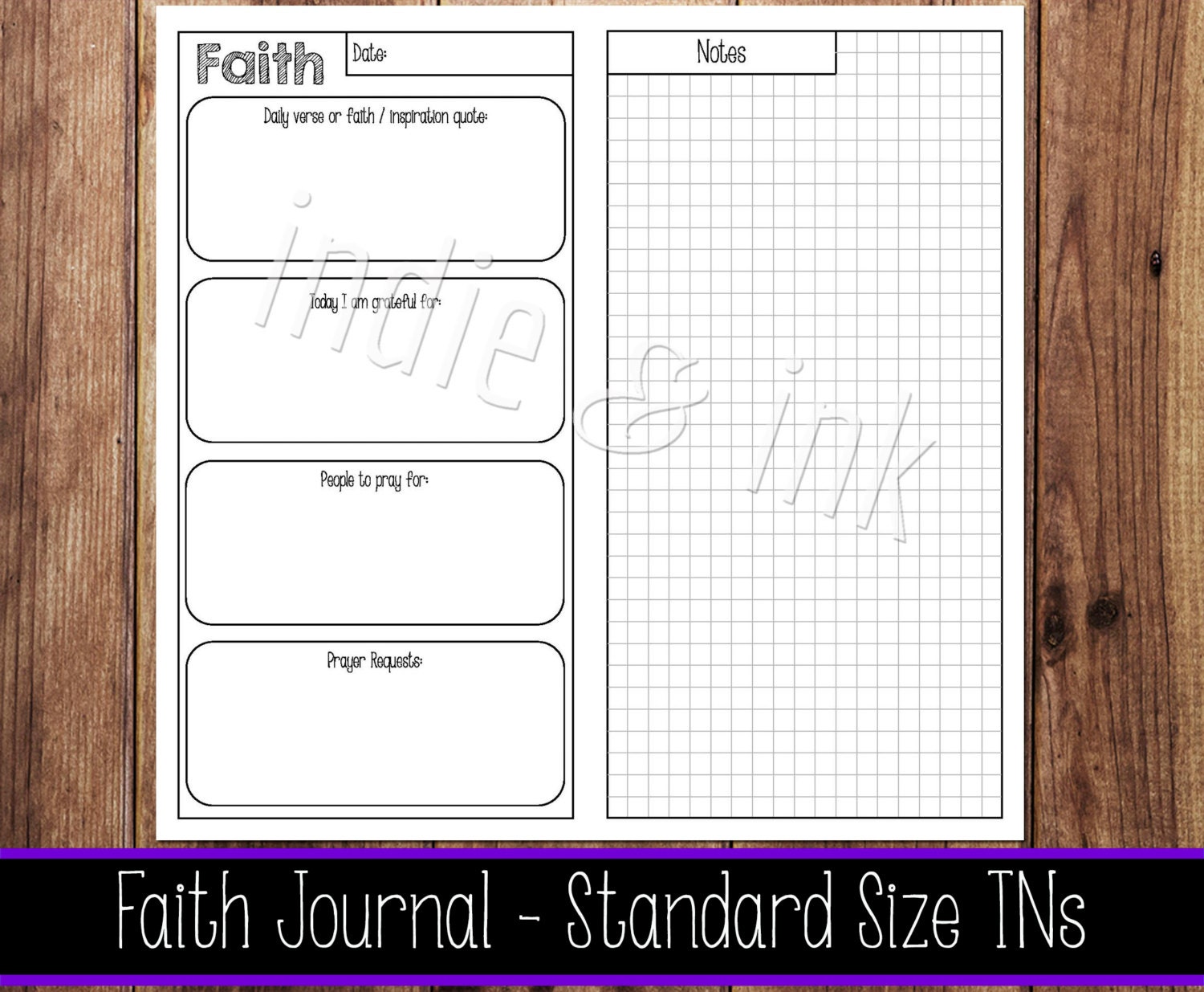 Faith Journal Regular/Standard Size Printable by indieANDink
