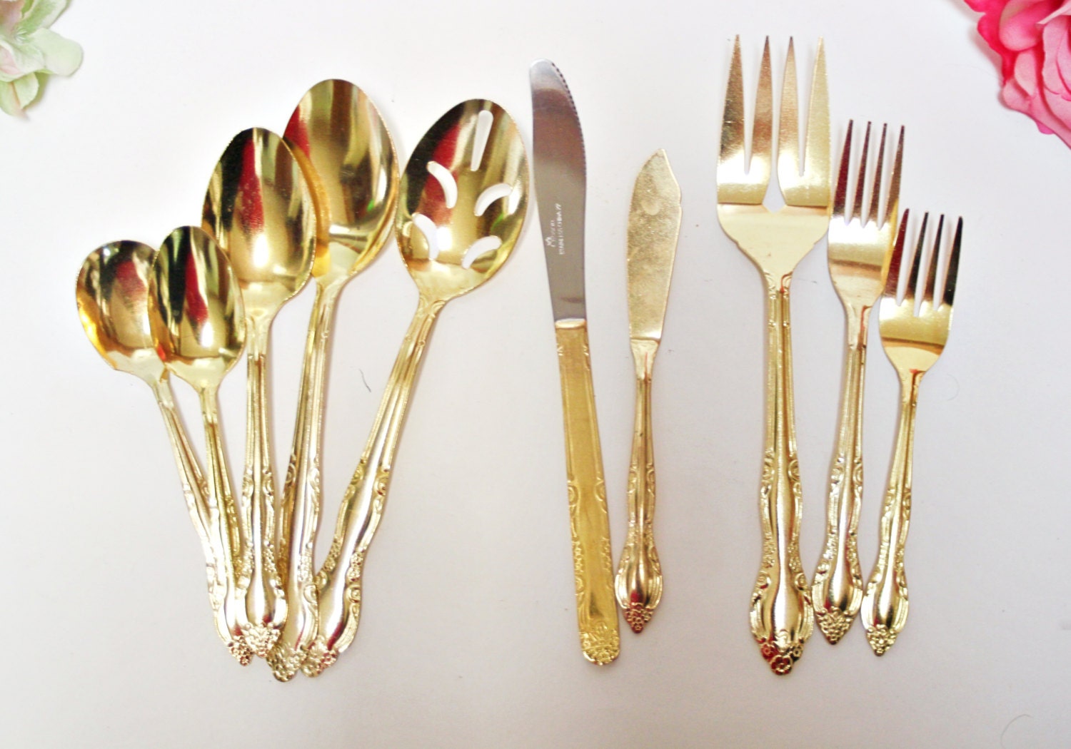 Vintage Goldtone Cutlery by Gibson Stainless China Wedding