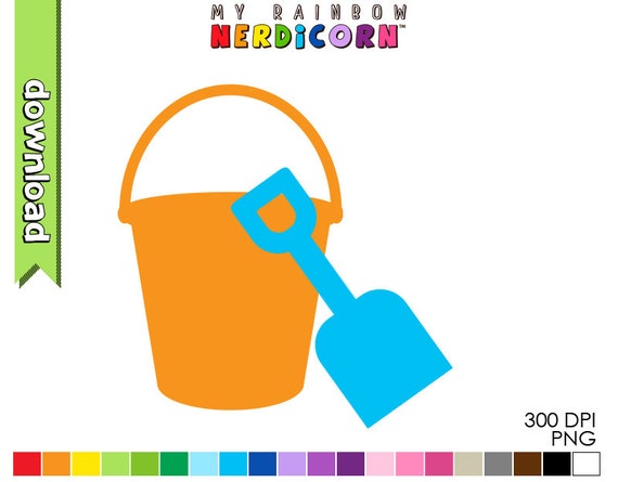 Bucket and shovel Printable Digital Clip Art by MyRainbowNerdicorn