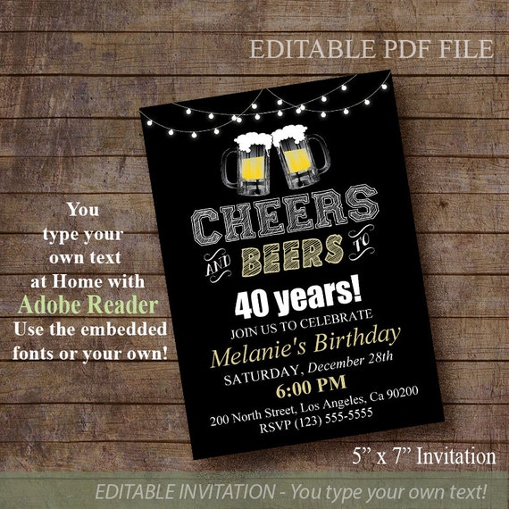 Cheers To 40 Years Invitations 7