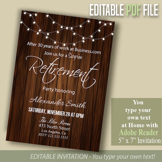 Printable Retirement Invitation Self editable invitation You