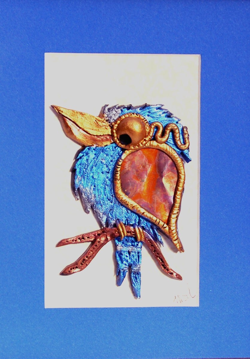 KOOKABURRA PICTURE blue polymer clay copper Australian