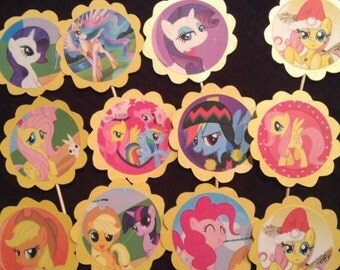 12 My Little Pony cupcake toppers