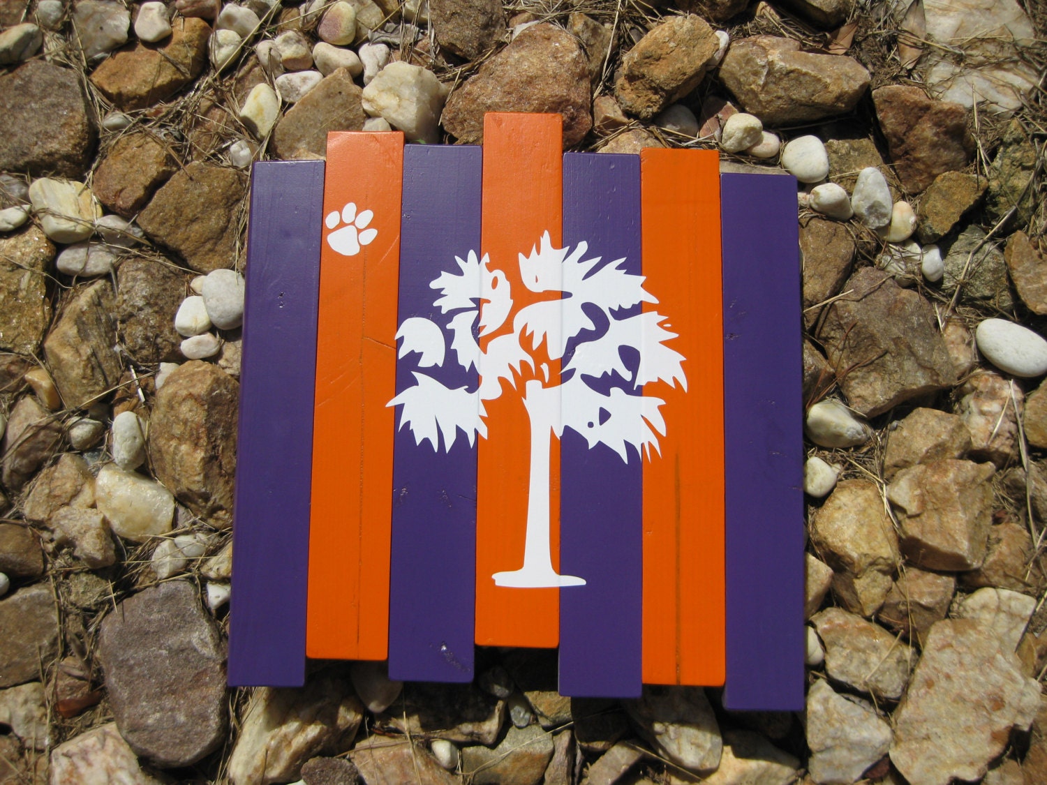 Clemson wood wall art Clemson palmetto tree sign Clemson