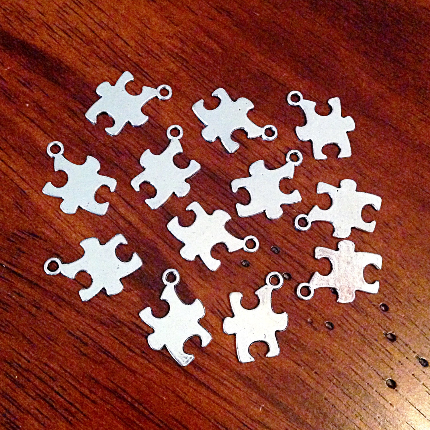 Bulk 25 Puzzle Charms Antique Silver Charms Autism Charms
