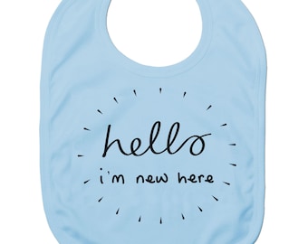Funny Baby Bibs for Baby Boy Baby Girl Dribble Bib Feeding Bib Hello I'm New Here Baby Gift