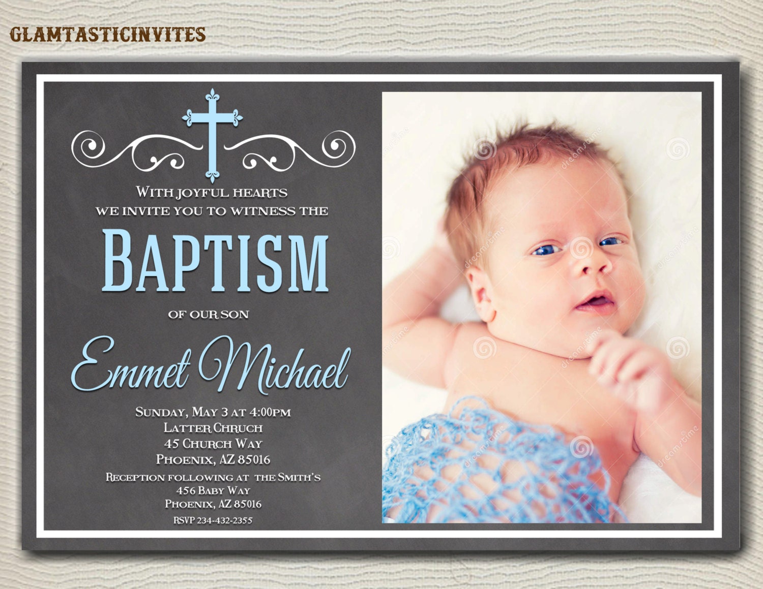 Baptism Invitation Boy Baptism Invitation Printable Boy
