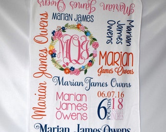 Personalized Baby Blanket With Monogram - Custom Security Blanket For Baby Shower Gifts