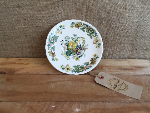 MASONS IRONSTONE CHINA Collectible Plate / Saucer 17cm Wide - Green Yellow and Orange China Plate - Strathmore C4897 - Made in England