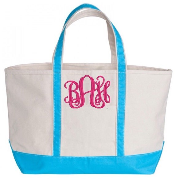 Items similar to Turquoise Medium Boat Tote with Monogram on Etsy