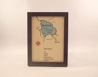 Bolivia framed vintage global flash card