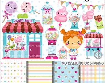 Candy Shop Clipart, 80%OFF, Candy Graphics, COMMERCIAL USE, Candy Shop Graphics, Candy Clipart, Planner Accessories, Sweet Shop