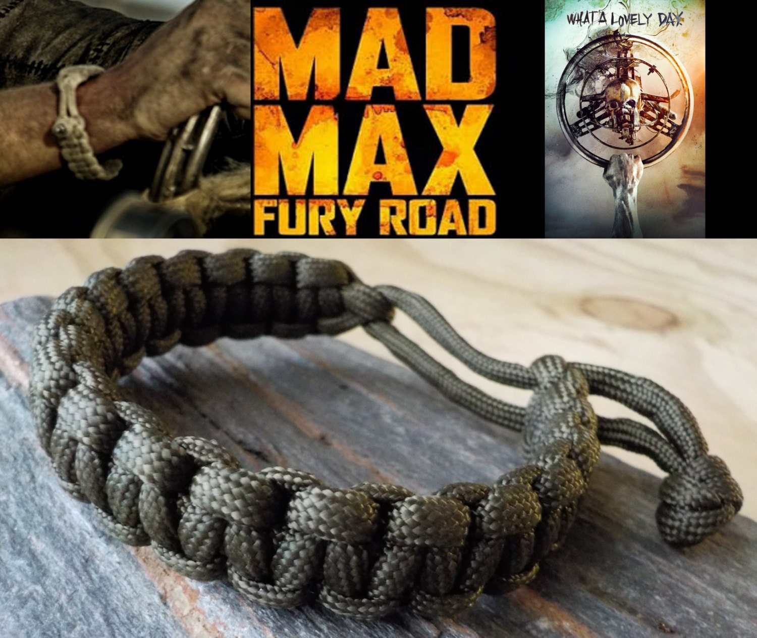 Mad Max Style Paracord Survival Bracelet Custom Made for a