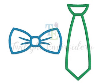 Set of 2 Bow Tie Applique Machine Embroidery Designs, Tie Applique Machine Embroidery Design 0022
