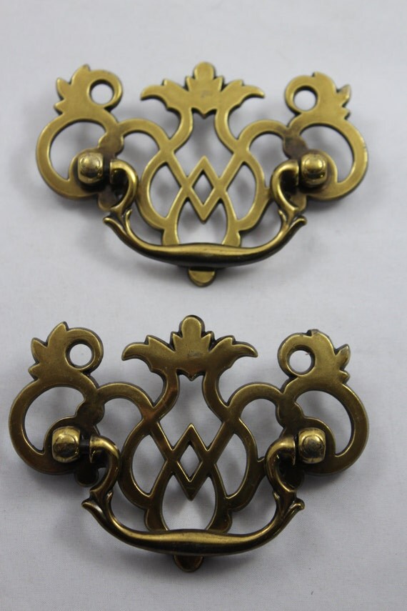 Vintage Chippendale Design Brass or Bronze Drawer Handles