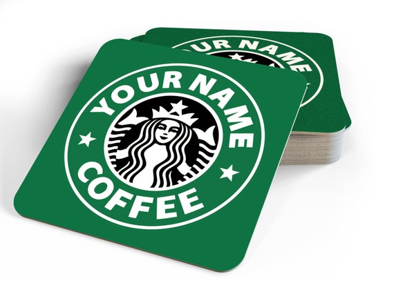Personalised Starbucks Coaster 96 x 96 mm Coffee by VictorCotton