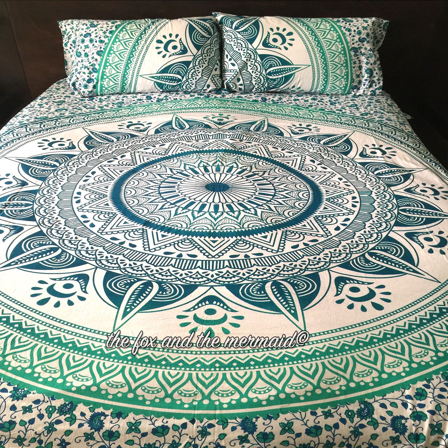 Mandala quilt cover 2 matching pillowcases Boho duvet