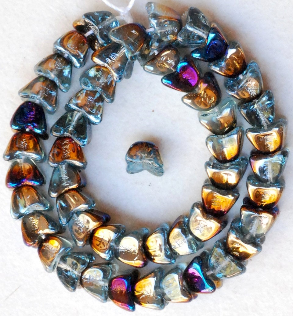 Small Flower Cup Beads Tulip Cup Beads Czech Glass Flower