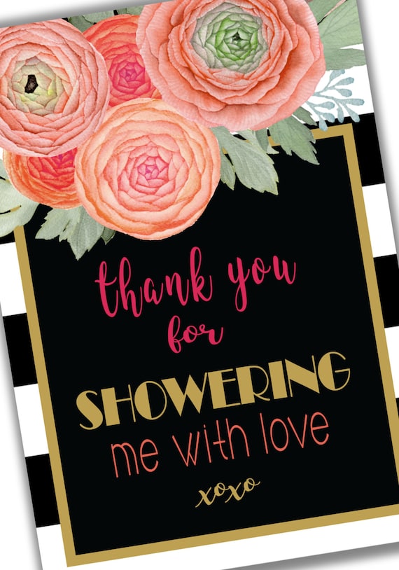 thank you for showering me with love note card instant thank you card for baby showers