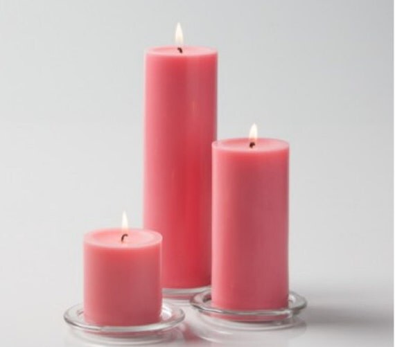 36 Pink Pillar Candles White Unscented 3x3
