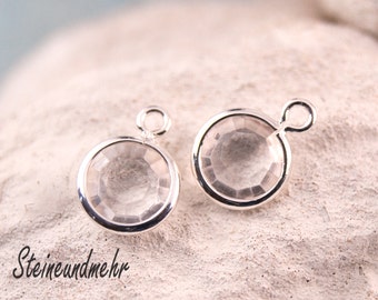 5 x clear pendant Ø7mm silver kind. 3258