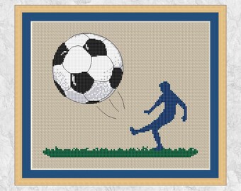 Football cross stitch pattern, sport cross stitch chart, footballer, soccer, football player, modern, boy, girl, man, PDF - instant download
