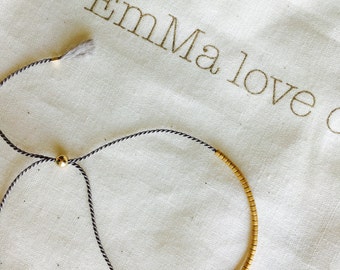 Gray and Gold Bracelet / Minimalist Bracelet / Stackable Bracelet / Adjustable Bracelet / Silk String