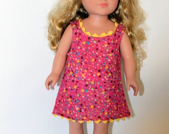 Polka dot and star multicolored sundress for 18 inch dolls