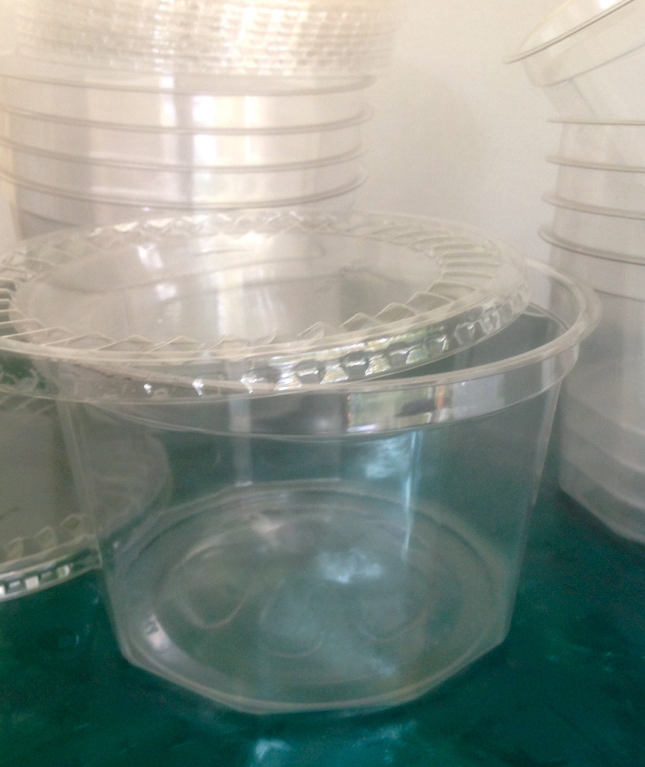 Round Plastic Containers Upcycled Set of 6 Clear Plastic