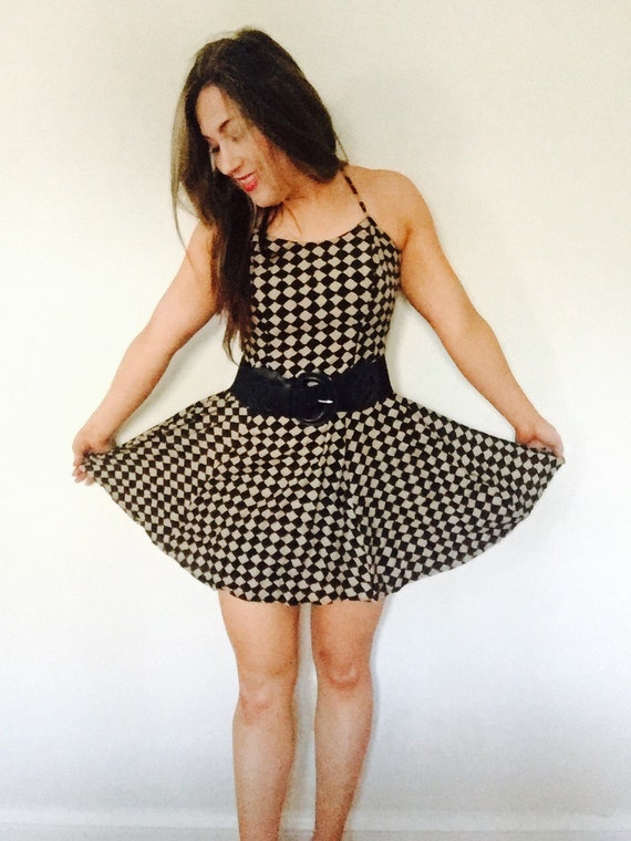 Checkered Dress/spaghetti Straps/vintage Checkered Dress/VTG Checkered Dress/spaghetti Straps/vintage Checkered Dress/VTG