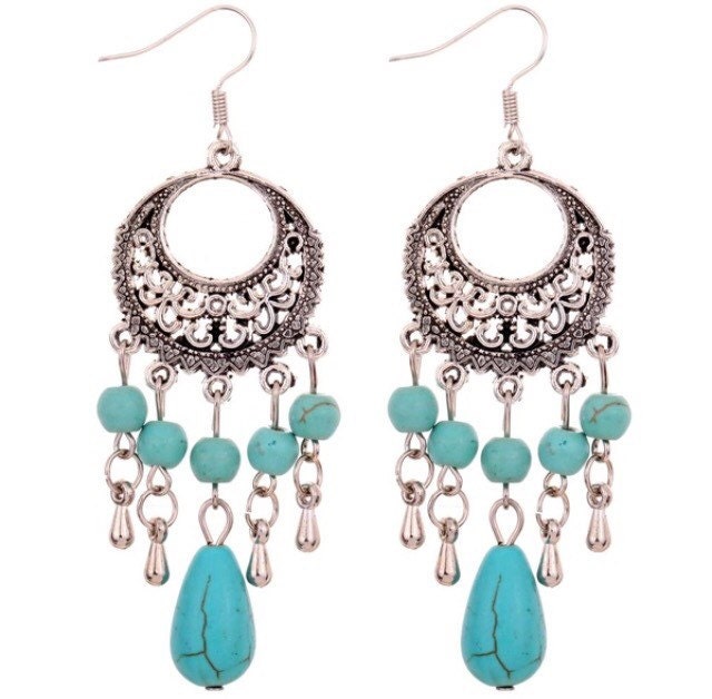 Turquoise Chandelier Earrings By Craftz On Etsy