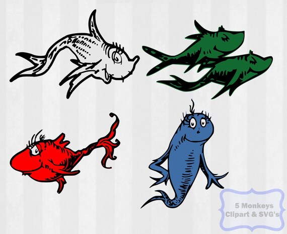 1 fish 2 fish Dr Seuss Clip art Dr Seuss SVG Cat by 5StarClipart