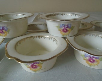 Three crowns china Germany side dishes/desert dishes x 10, pansies design