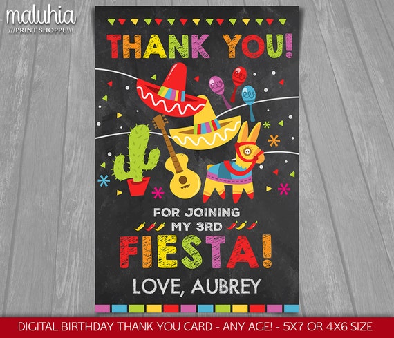 Fiesta Thank you card Cinco De Mayo card Mexican Fiesta