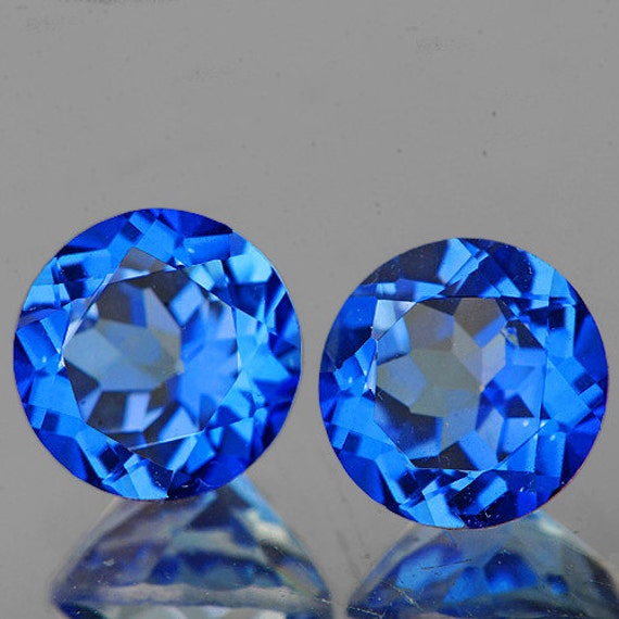 Mystic Blue Topaz 6.00mm 2pcs pair2.16cts Round by GemsExpert