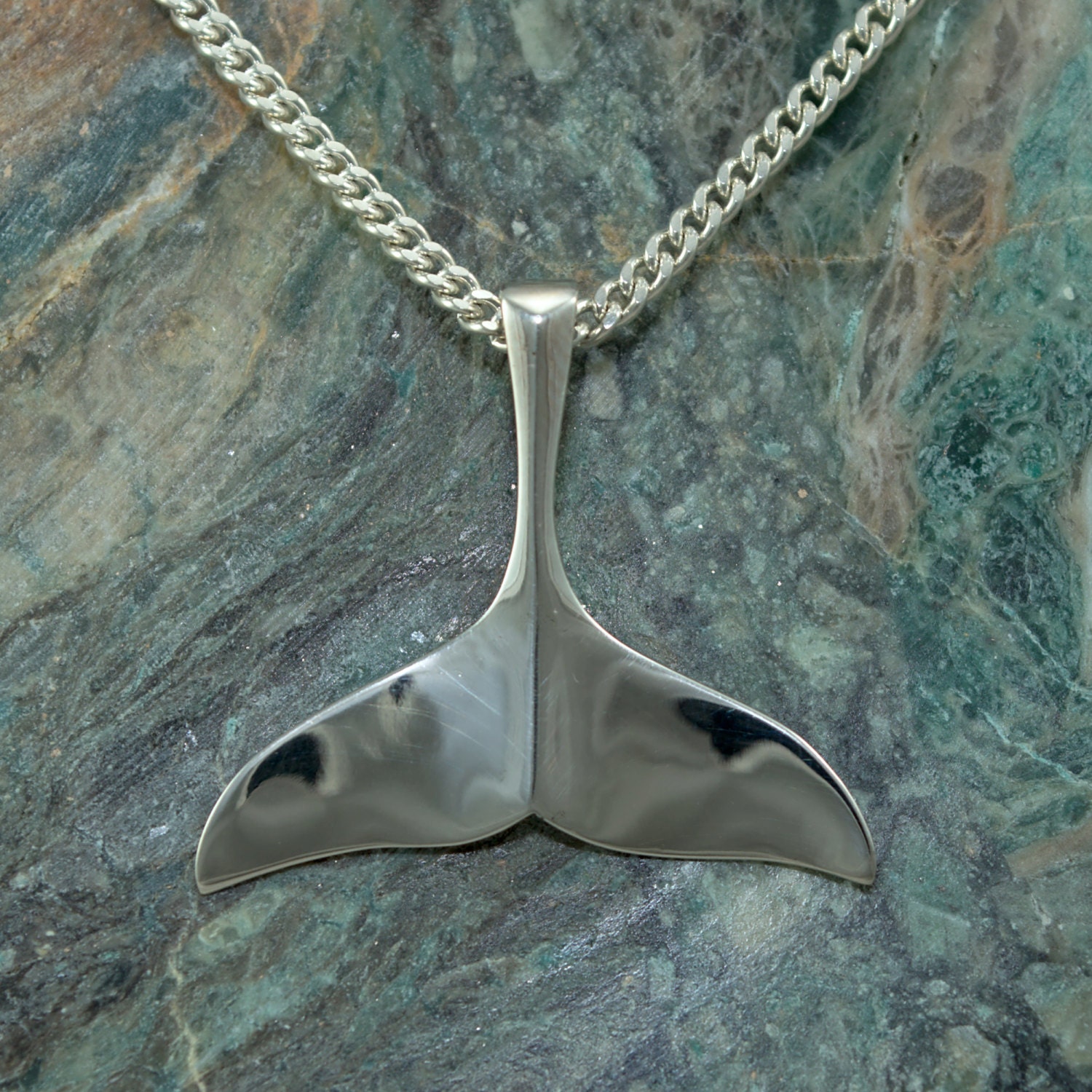 Sterling Silver Whale Tail Fluke Pendant Ocean Jewelry
