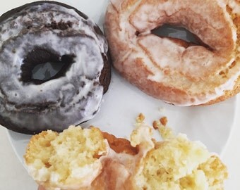full dozen vegan old fashion glazed cake doughnuts