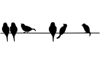 Large vinyl Birds on a wire decal/sticker wall decor