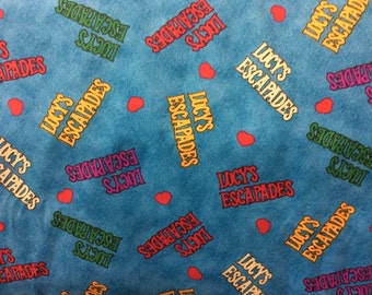 I Love Lucy Fabric/ Lucy's Escapades Fabric/ Rare and Hard To Find/ New/ Sold by the 1/2 Yard