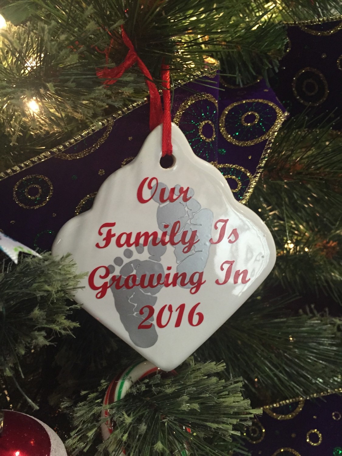 Personalized Pregnancy announcement ornament Granparents to