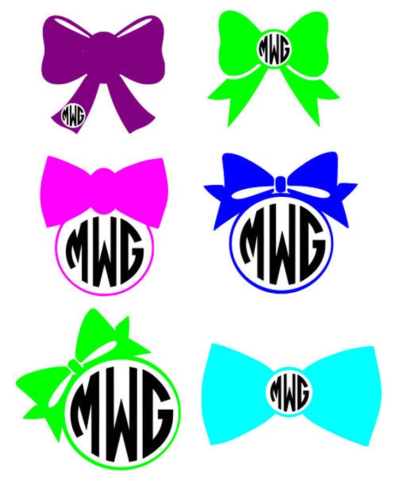 Download Bow SVG DXF EPS Circle monogram frame designs by Vinyldecalsworld