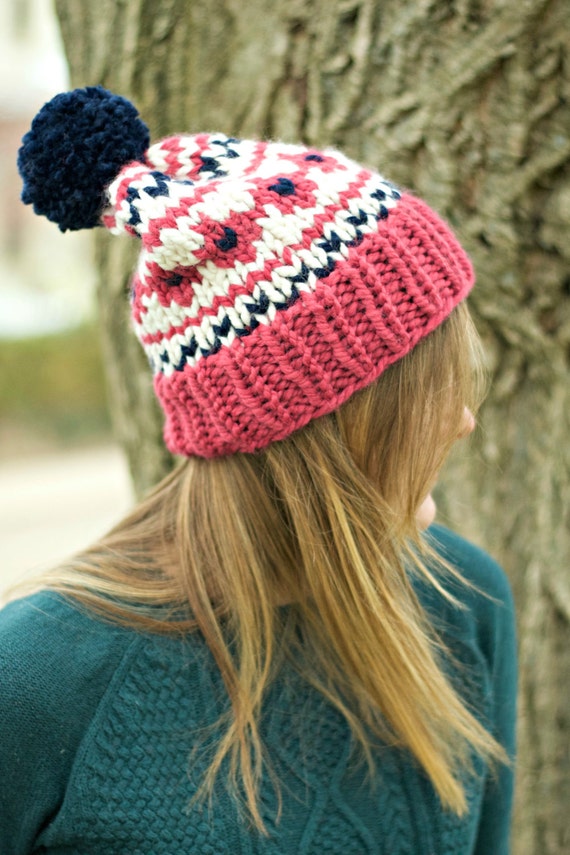 KNITTING PATTERN Fair Isle Chunky Knit Hat Beginner from FrancesHookHandmade ...