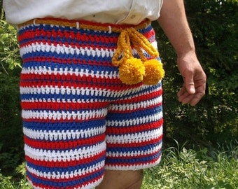 Items similar to Men Shorts, Men Crochet Shorts, Men swimsuit, Crochet ...