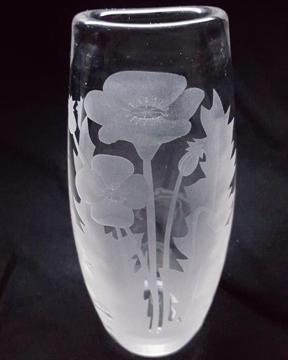 Etched Lead Crystal Vase Flowers