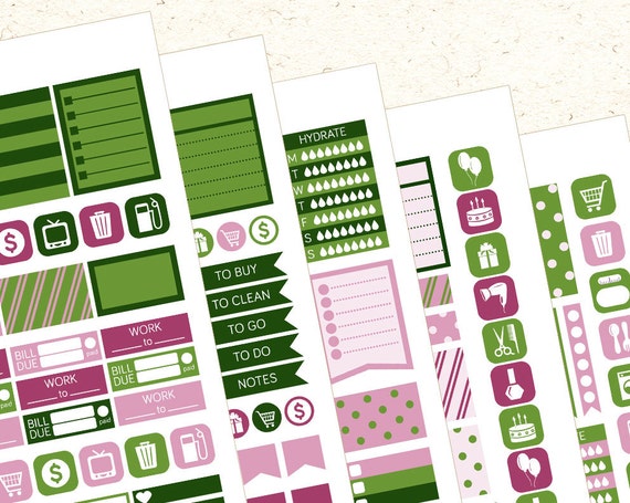 pink green printable planner stickers printable stickers