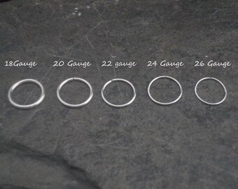 Sterling silver nose ring, lip ring, septum ring, ear ring, for piercing. 0.925. Made at your size. 18, 20, 22, 24, 26 gauge.