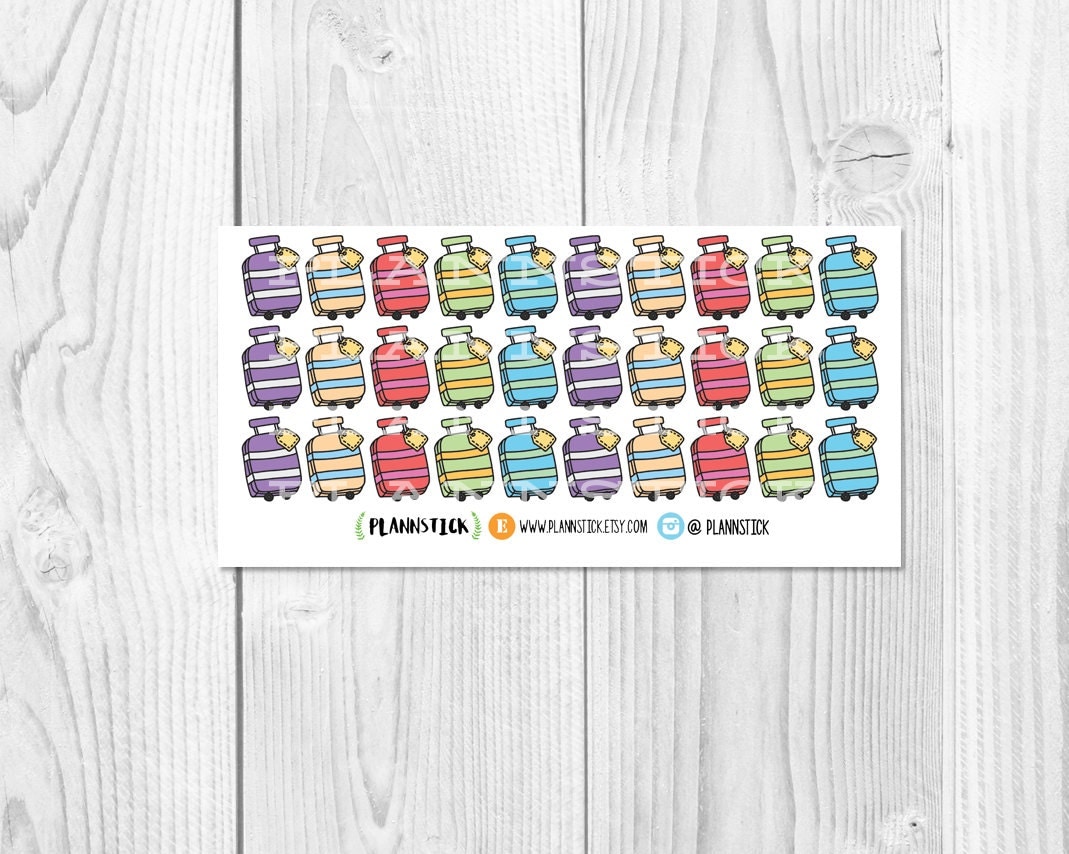 cute luggage travel stickers planner stickers kiss cut