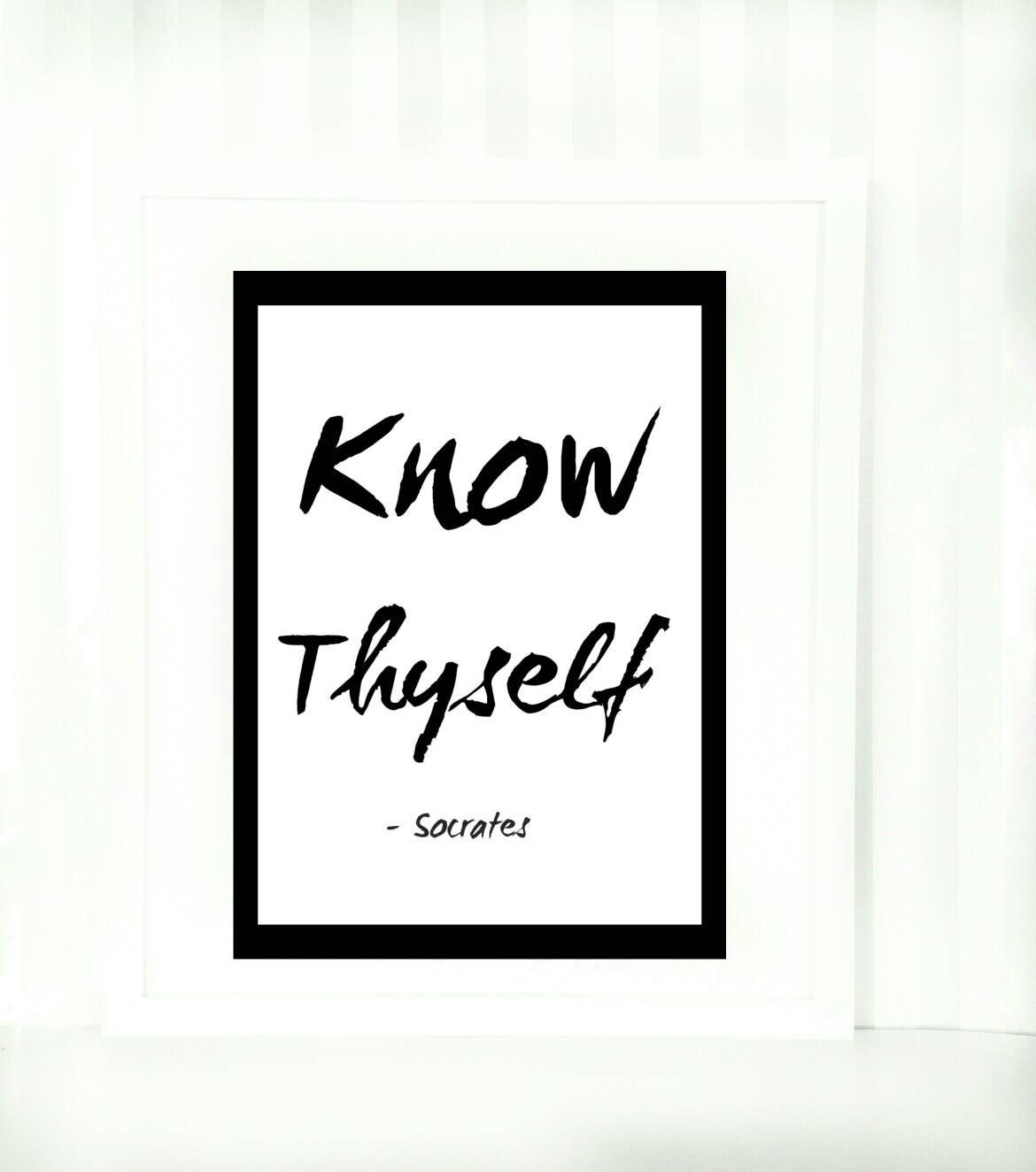 Know Thyself Quote Inspirational Decor Art Print by JenNoraDecor